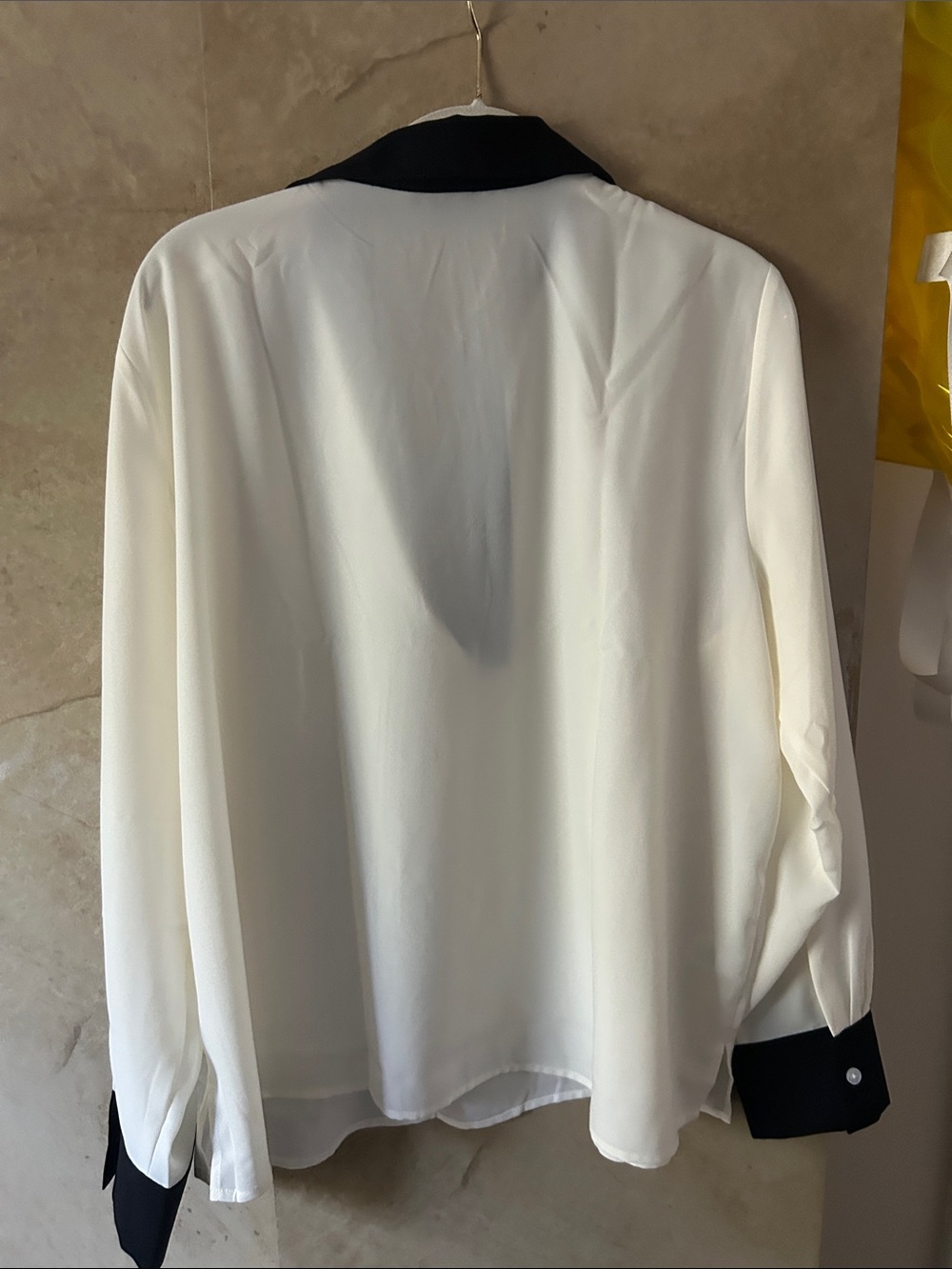 Ann Taylor Factory White Blouse with Black Trim - Picture 3 of 4